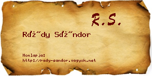 Rády Sándor névjegykártya
